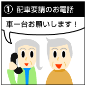 お客様から配車要請のお電話。車一台お願いします。